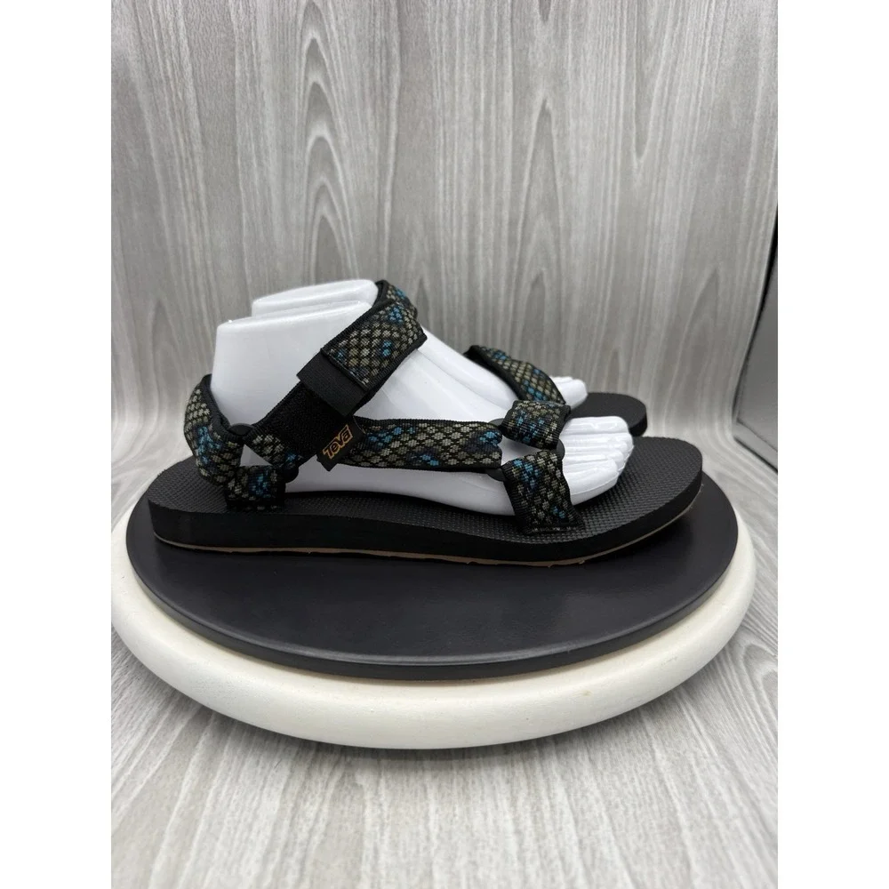 Teva Original Universal Mens Size 12 Chroma Olive Blue Print Outdoor Sandals NEW